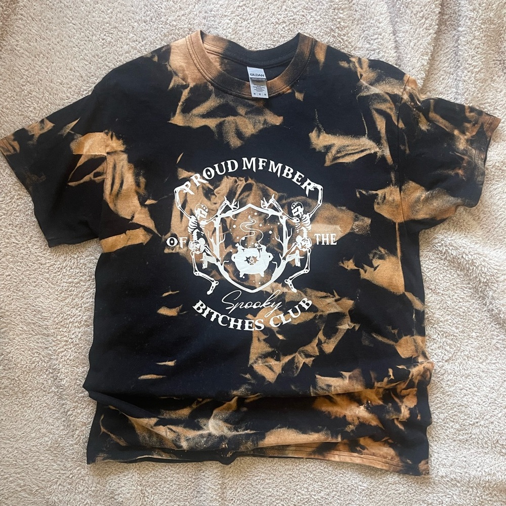 NEW Halloween Skeleton Spooky Club Tie Dye Graphic Women's Tee